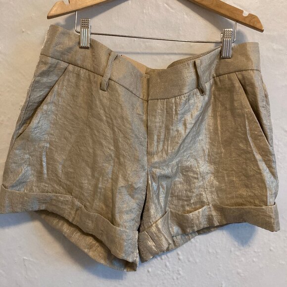 NWT CLUB MONACO MARIANNA low rise city shorts in champagne gold color sz 8 - Picture 7 of 7